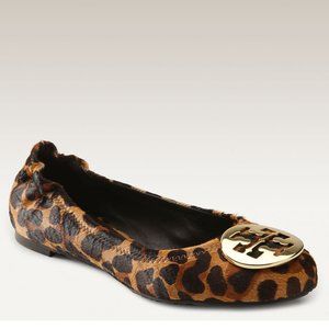 Tory Burch Reva Leopard Print Calf Hair Flats